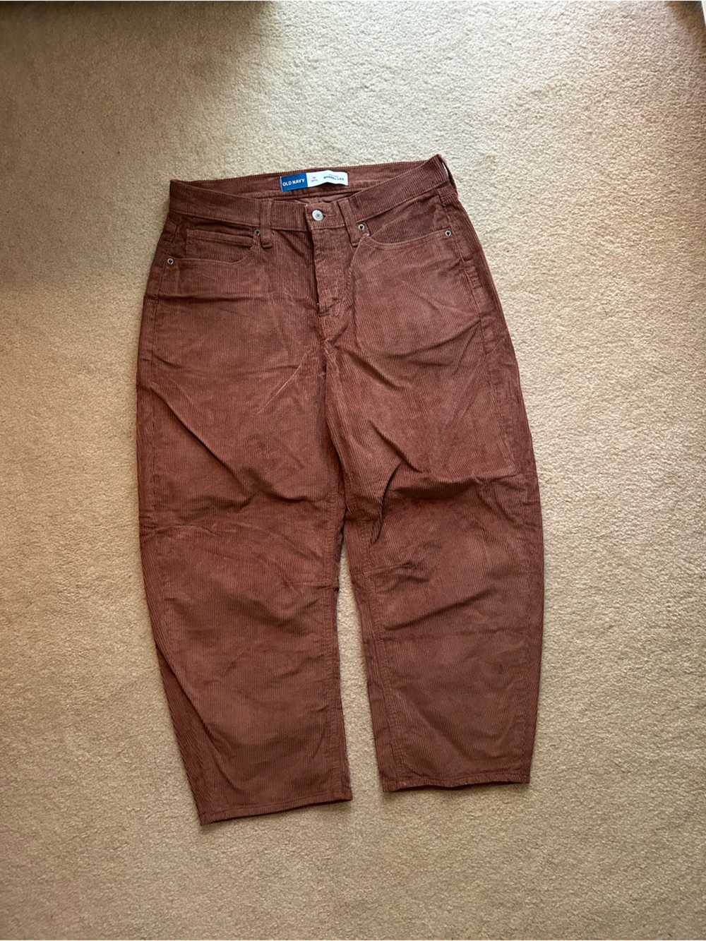 Barrel Leg Rust Brown Corduroy Pants
